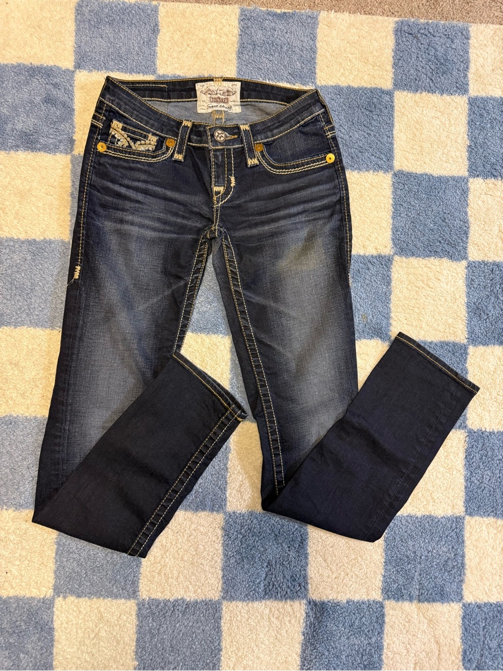Big Star Dark Wash Skinny Jeans with Contrast Stitching